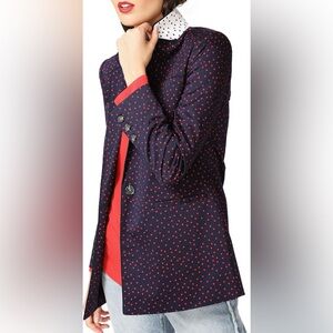 Court & Rowe Scatter Dot Blazer Navy Blue Red Polka Dots Size 18W